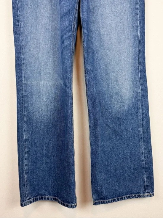 Zara Wide Leg Mid Rise Loose Fit Medium Wash Denim Jeans Size 6 - Picture 5 of 13